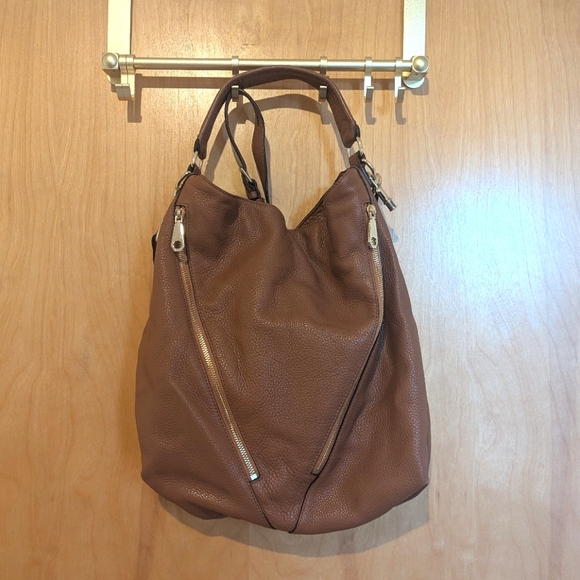 Rebecca Minkoff pebbled supple leather moto hobo shoulder/crossbody bag - Picture 2 of 10